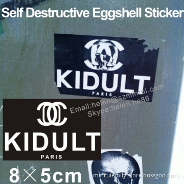 Custom High Quality Outdoor Use Eggshell Sticker Easy Shredding For One Time Use 